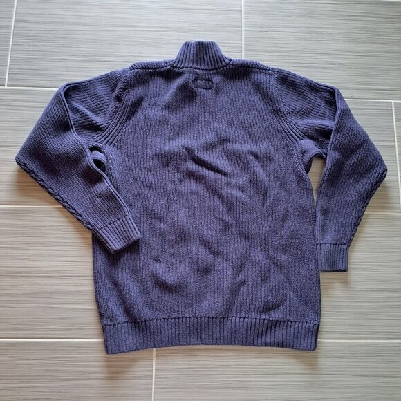 Duluth Trading Company Men's Large 1/4 Zip Blue Purple Sweater Cotton - Picture 7 of 7